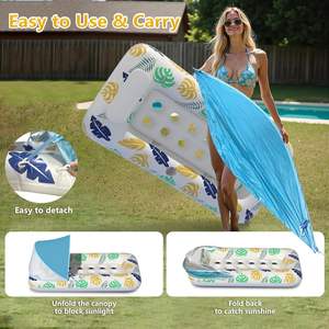 Inflatable PVC Pool Float Lounger with <b>Canopy</b> Sunshade Floating Chair for Adults - Product Image 4