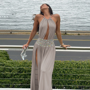 white christmas dresses Sexy High Neck Cutout Long Sleeves Maternity Dress – Glamix Maternity main image 0