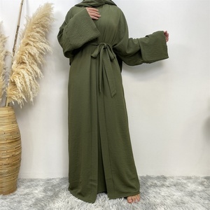 1956# Spring Summer Popular Design 3 Pieces Set Sleeveless Inner Dress and Cardigan and Hijab Eid Fashion Ladies <b>Abaya</b> Suit - Product Image 6