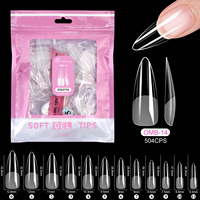 504 pièces sac amande forme carrée ongles conseils pleine demi-couverture Semi mat presse sur clair doux Gel ongles conseils