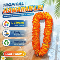 Collier de fleurs en soie hawaïenne, accessoires pour fête Luau, remise de diplôme, bal de promo, collier floral tropical pour mariage, décoration d'événements en bord de mer
