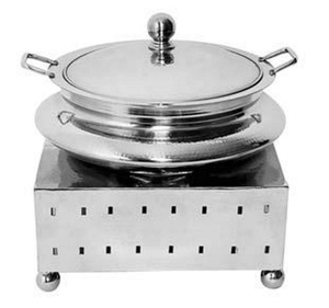 Recipiente para Calentar Comida de Acero Inoxidable con Tapa y Base para Exhibiciones de Buffet, Rectangular Plateado, Calentamiento Eléctrico, Control Manual - Product Image 1