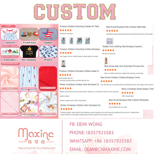 Mùa hè trẻ em smocking quần áo Boutique Donut thêu bé gái smocked Rompers bán buôn - Product Image 6