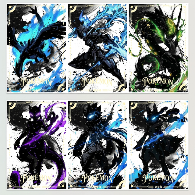 Anime Pokemond Holographic Laser Artboard Paper Quicksand Card Brick Trading Cards Collectible Mystery Blind Box 100Pcs