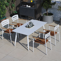 Ensemble table et chaises carrées modernes pour patio, mobilier d'extérieur en rotin, table de café pour restaurant, fête, appartement, parc, villa, atelier