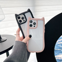 Nueva Funda de Teléfono TPU con Orejas de Gato para iPhone 16 15 Plus 14 Pro Max 12 - Diseño de Oreja de Gato en Forma de Panecillo Acrílico Anticaída 2025