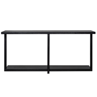 Table basse rectangulaire en bois massif Oakura, finition noire brossée, élégante, pour salon
