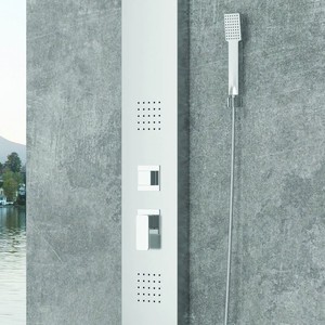 Panel de Ducha de Hidromasaje Kaman-E220 Kamalu de Acero Satinado, Cabezal de Ducha Grande, Conjunto de Baño - Product Image 3