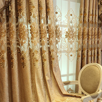 Vente en gros or de luxe européen, estampage Design voilage broderie rideau Jacquard rideau occultant tissu pour salon/