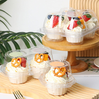 Boîte de présentation alimentaire en plastique transparent PET recyclé pour cupcakes, sushi, gelée, sucre, hamburger, chewing-gum, en stock