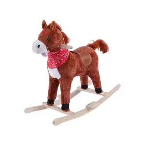 Cavallo a dondolo su giocattolo OEM/ODM animali da corsa imbottiti su ruote Unisex unicorno peluche Agreat corsa economica per bambini scatola di cartone Unisex