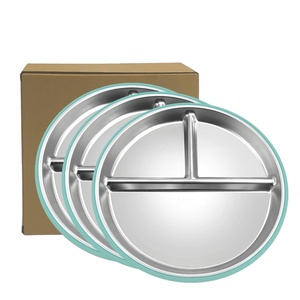 Ensemble bavoir et assiette écologiques pour bébé en acier inoxydable de qualité alimentaire avec ventouse pour stabilité sur table – Vente en gros - Product Image 3