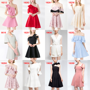 OEM 2019 verano Sexy hombro <span class=keywords><strong>Boutique</strong></span> Sexy lazo azul a rayas vestidos ropa de mujer vestido de fiesta - Product Image 6