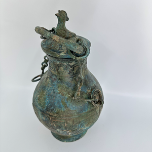 Hu Ancien Navire En Bronze Couvercle En Forme D'oiseau Poignée De <span class=keywords><strong>Poutre</strong></span> De Chaîne Forme Réaliste Motifs Complexes Intégrant Parfaitement Artisanat En Métal - Product Image 5