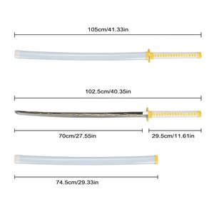 Vente en gros de sabre en mousse PU de 105 cm, accessoire de cosplay d'Anime japonais Demon Slayer <span class=keywords><strong>Zenitsu</strong></span> Agatsuma, avec fourreau en plastique - Product Image 2