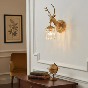 Wall <strong>Lamp</strong> Nordic Modern Creative Living Room Bedroom Hotel Brass Crystal High Quality New Design Stable Antler Crystal Wall <strong>Lamp</strong> - Product Image 3
