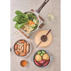 Ramen Đặt Bền Đúc Nhôm Fry Pan Và Nước Sốt Pan Với Gốm Lớp Phủ Không Dính Và Chịu Nhiệt Bakelite Xử Lý - Product Image 6