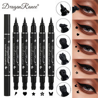 Crayon Eyeliner Double Pointe Effet Tampon pour Maquillage des Yeux, Forme Étoile et Lune, Noir, Lisse, Imperméable, Stylo Ombre à Paupières