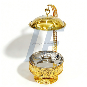 ชุดอุ่นอาหารสแตนเลส 201 สีทองหรูหรา ความจุ 8 ลิตร ฝาปิดแบบแขวนทันสมัย สำหรับจัดเลี้ยงบุฟเฟ่ต์ ใช้เชื้อเพลิงแอลกอฮอล์ - Product Image 3