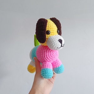 Personnalisé mignon laine tricoté animaux jouets pour enfants cadeaux de noël à tricoter à la main Amigurumi Crochet porte-clés lapin chien poupées - Product Image 4
