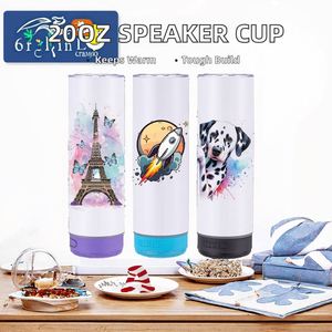 MOQ2 Gobelet isotherme droit et fin en acier inoxydable blanc vierge de 20 oz pour sublimation, avec lecteur de musique intelligent et câble USB - Product Image 2