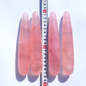 天然ローズクォーツヒーリングクリスタルマッサージワンドディルド - Product Image 2
