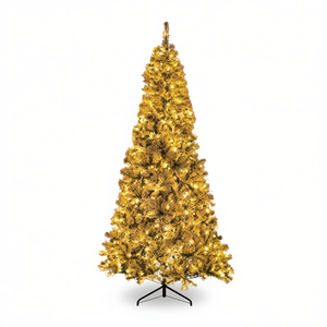 Árbol de Navidad Artificial Dorado de 7.5 Pies con 1000 Luces LED Blanco Cálido, Decoración Interior para Celebraciones Navideñas - Product Image 1