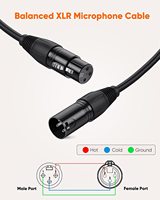 Câble de microphone professionnel équilibré XLR mâle-femelle 3 broches Cablecreation 15M, double blindage PVC, connecteurs autobloquants