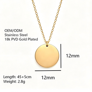Collar Redondo de Acero Inoxidable Chapado en Oro con Letra, Estilo Minimalista, Grabado Láser con Nombre <span class=keywords><strong>y</strong></span> Cadena de Eslabones <span class=keywords><strong>para</strong></span> Aniversario - Product Image 2