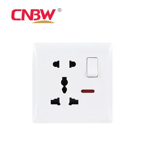 CNBW uk standard switches and socket 5 Pin 13 amps socket 220V-250V multi plug universal switch socket With Neon