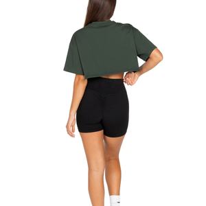 T-shirt de sport en coton pour femme, imprimé, manches courtes, danse, athlétique, yoga, haut court ample, style décontracté, tricoté compressé - Product Image 3