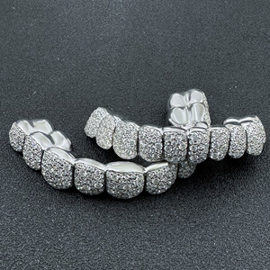 High Quality Custom Sterling Silver <strong>Teeth</strong> Grillz with Round Brilliant Cut Moissanite Hip Hop <strong>Jewelry</strong> Gold/Silver/Platinum Plated - Product Image 2