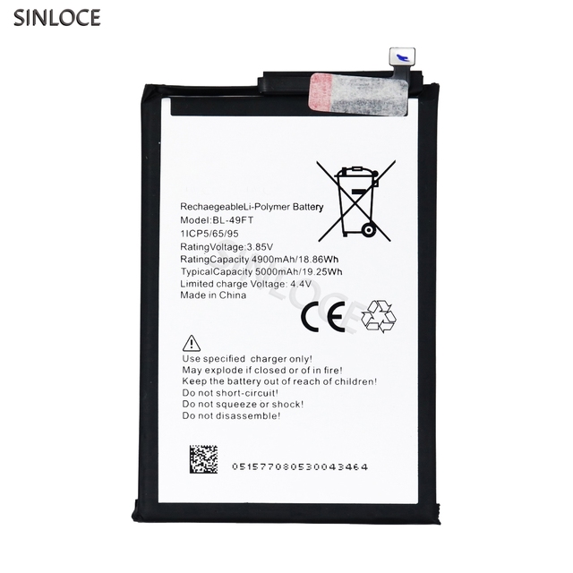 SINLOCE 5000mAh BL-49FT KD7 Rechargeable Battery for Tecno Spark 5 Pro Mobile Phone in Stock