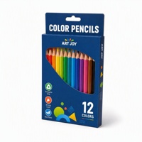 Ensemble de crayons de couleur, 12 couleurs, corps triangulaire en bois, non toxiques, pré-affûtés, mine de 3,0 mm, pour dessin et coloriage d'enfants, logo personnalisé OEM
