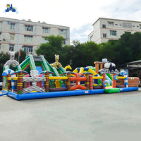 Terrain de jeu gonflable géant Safari Jungle Slide Obstacle Course Bounce House for Kids Outdoor Commercial Amusement Park Games
