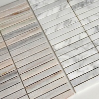 Mosaïque de pierre en bande longue, verte avec bordure blanche, pour murs et colonnes courbes, carrelage de piscine, nouvelle arrivée, mosaïque de marbre