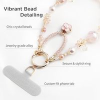 Gelang Ponsel Kristal Tali Pergelangan Tangan Manik-Manik Gantungan Tas Tali Pergelangan Tangan Desain Ganda Rantai Logam Kokoh Cocok untuk Gantungan Kunci