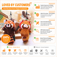 Porte-clés Panda Rouge en Peluche Super Doux de Haute Qualité, Cadeau Créatif Kawaii avec Grande Queue Rayée, 14 cm