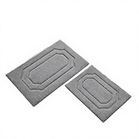 Tufted Bathroom Rugs Sets 2 Piece Extra Soft and Absorbent Microfiber Plush Bath Mat with Non Slip Backing (Grey)