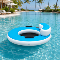 Hamac aquatique gonflable Flamingo pour parc aquatique, en PVC Drop Stitch avec maille, pour lac et océan, détente, 112x112x15 cm, bleu, 400 Lbs. 12