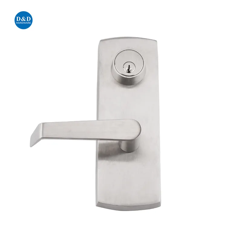 Stainless Steel Lever Handle Lock Panic Hardware Escutcheon Lever Trim with Cylinder Keys