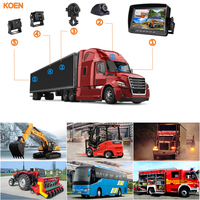 4 Kamera Bus Truk Monitor Quad Layar Terpisah 7 Inci Input Video 4CH Model Kaca Depan untuk Kamera Pandangan Belakang Mobil