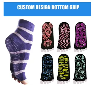 Custom Antislip Home Fitness Yoga Socks Open-toe Pilates Grip Yoga Socks Custom Logo