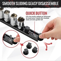 Estante de enchufe giratorio de 360 ° de aluminio resistente de 3 piezas de calidad superior 42 Clips herramienta organizadora de enchufe magnético negro de 3/8 pulgadas OEM
