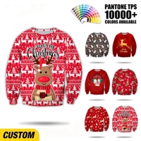 Sweat-shirt à col rond pour homme avec impression intégrale de rennes par sublimation, personnalisable OEM ODM, pour les fêtes de Noël
