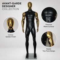 Tête de Mannequin Homme Entièrement Plaquée Or Noir Mat en PP, Stock Entrepôt Local US, Livraison Rapide 3-5 Jours, Pour Magasin de Vêtements de Luxe pour Hommes