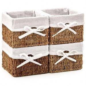 Keten çanta ile giyinik çamaşır sepeti ekmek kutusu silikon katlanabilir yuvarlak sepetleri Rattan tepsi kök bölünmüş çamaşır Set - Product Image 1