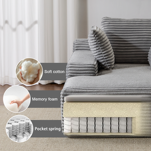 Oversized Convertible Chaise Lounge Chair Modern Plush Chenille Upholstered Sleeper Sofa Daybed 3 <b>Throw</b> Pillows Wide Armrest - Product Image 5