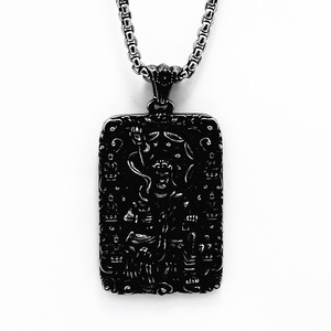 Collar con colgante de acero inoxidable yunnique Acala Bodhisattva, joyería de regalo con temática budista - Product Image 1