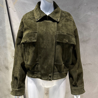 Vestes en daim pour femmes Bomber, veste en cuir de mouton véritable, manteau en cuir de luxe surdimensionné